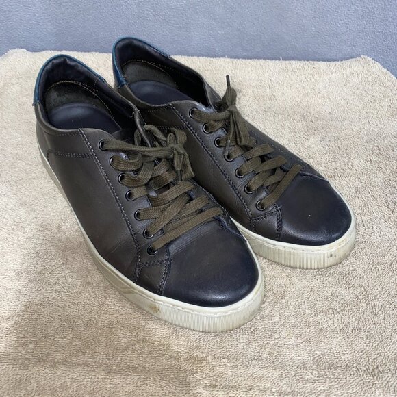Bruno Magli Westy Men’s Black Leather Low Top Sneakers Made in Italy Size 9.5